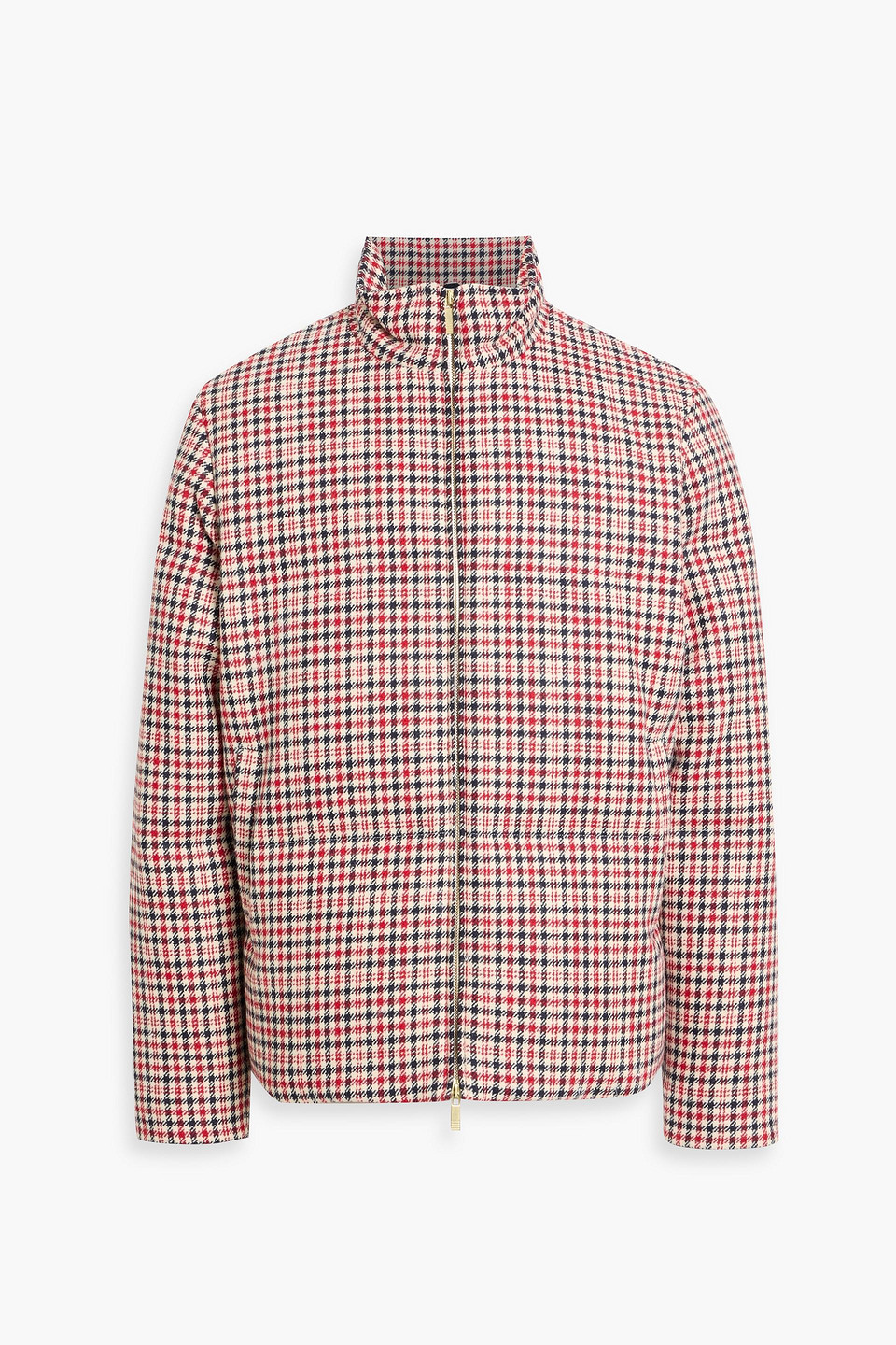 thom browne - checked quilted wool-tweed down jacket - red - 2
