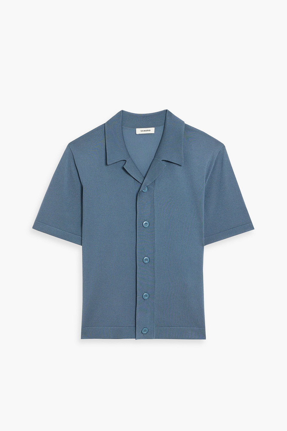 Sandro Stretch-knit Shirt In Blue