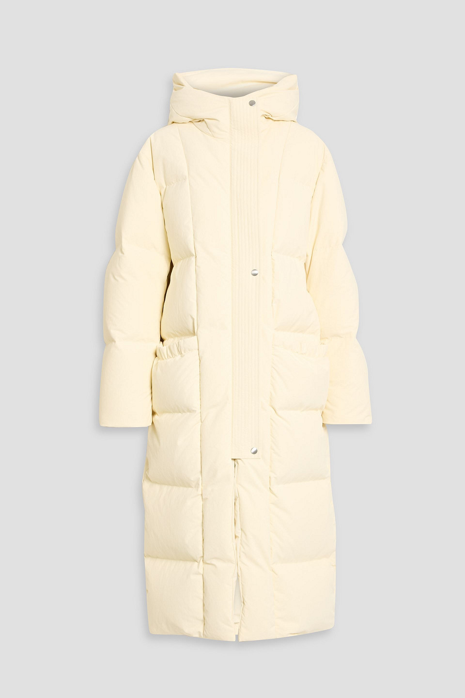 Jil Sander Quilted Shell Hooded Down Coat In Neutral