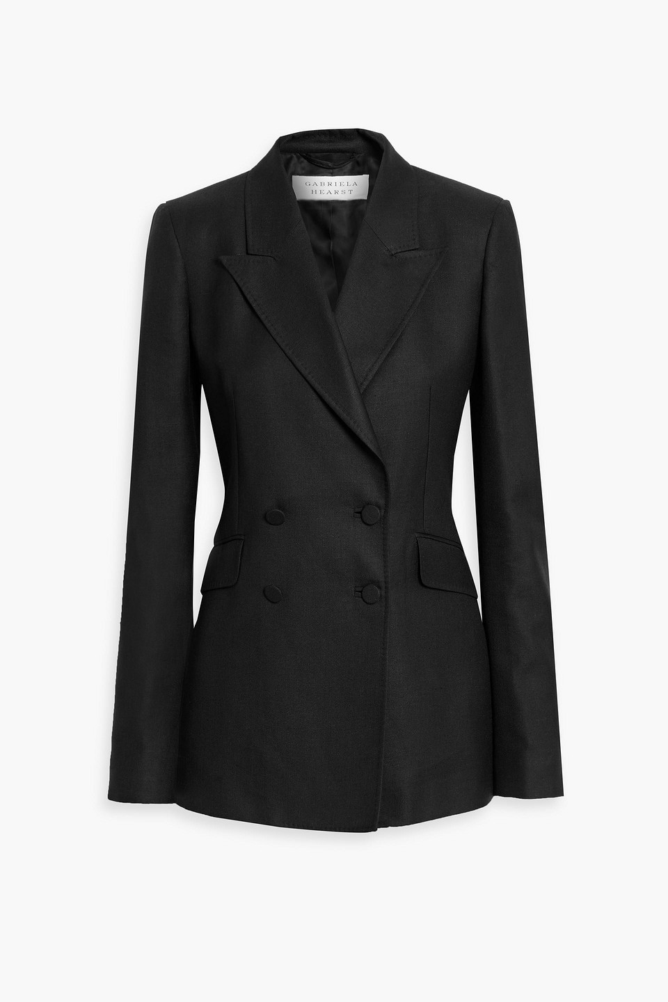 Gabriela Hearst Stephanie Double-breasted Wool, Silk And Linen-blend Twill Blazer In Black
