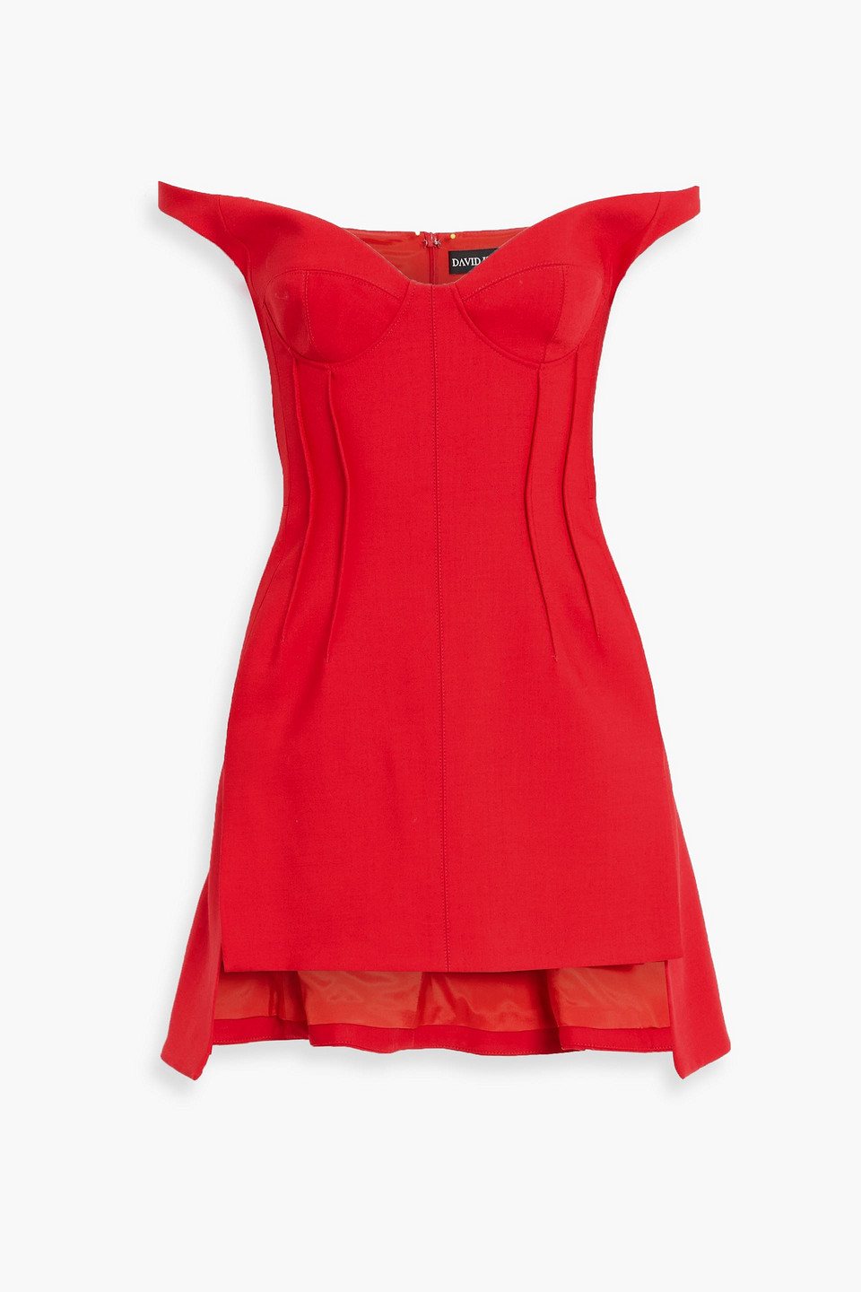 David Koma Off-the-shoulder Wool-blend Mini Dress In Red