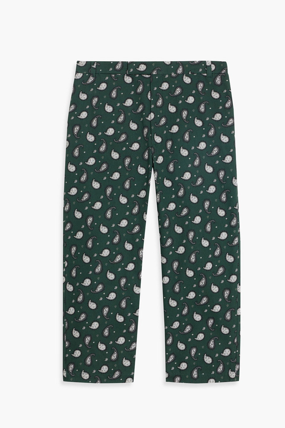 thom browne - paisley-print cotton-canvas pants - green - 3