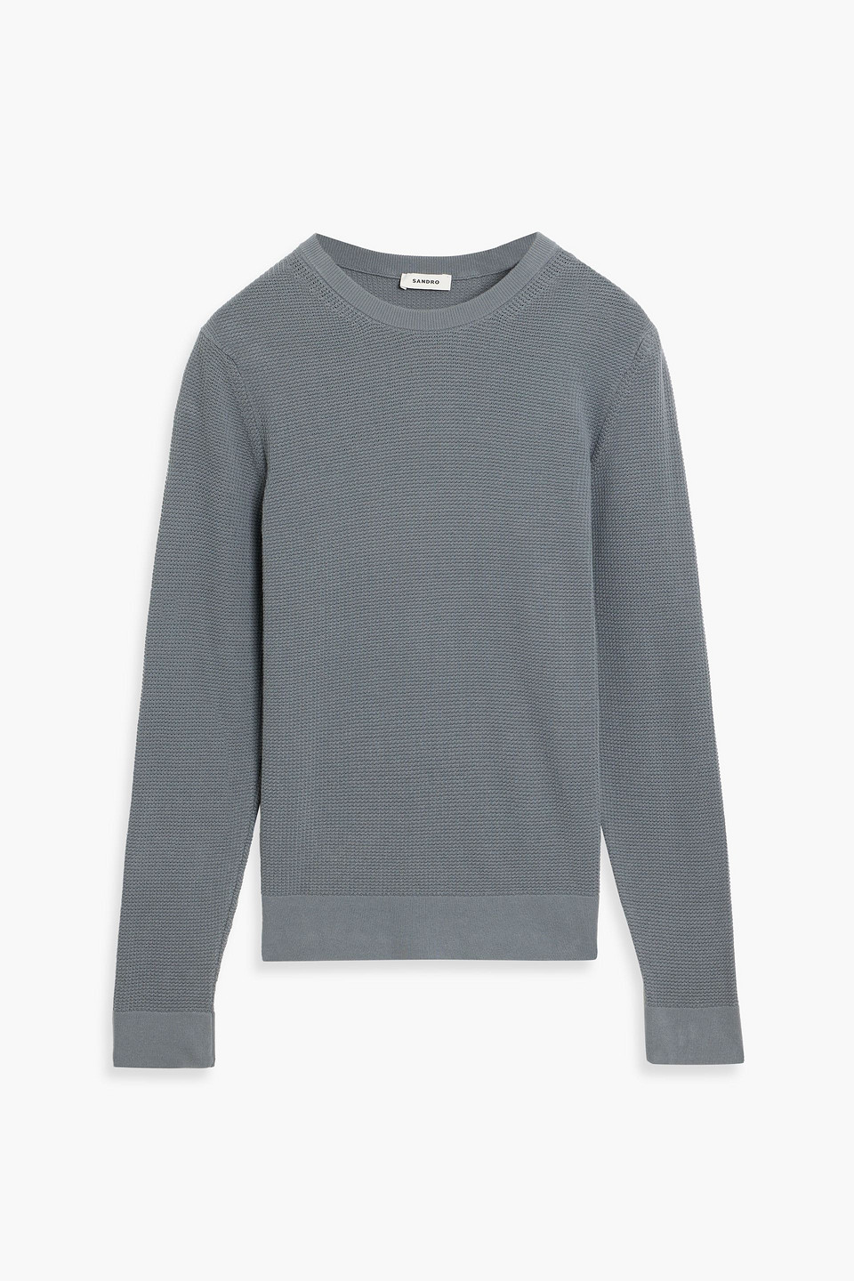 Sandro Waffle-knit Cotton Sweater In Gray