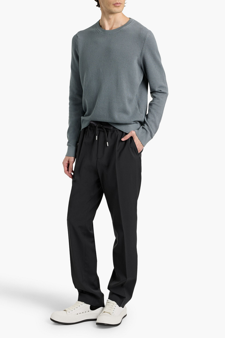  Sandro - Pullover Aus Baumwolle In Waffelstrick - Grau - S 