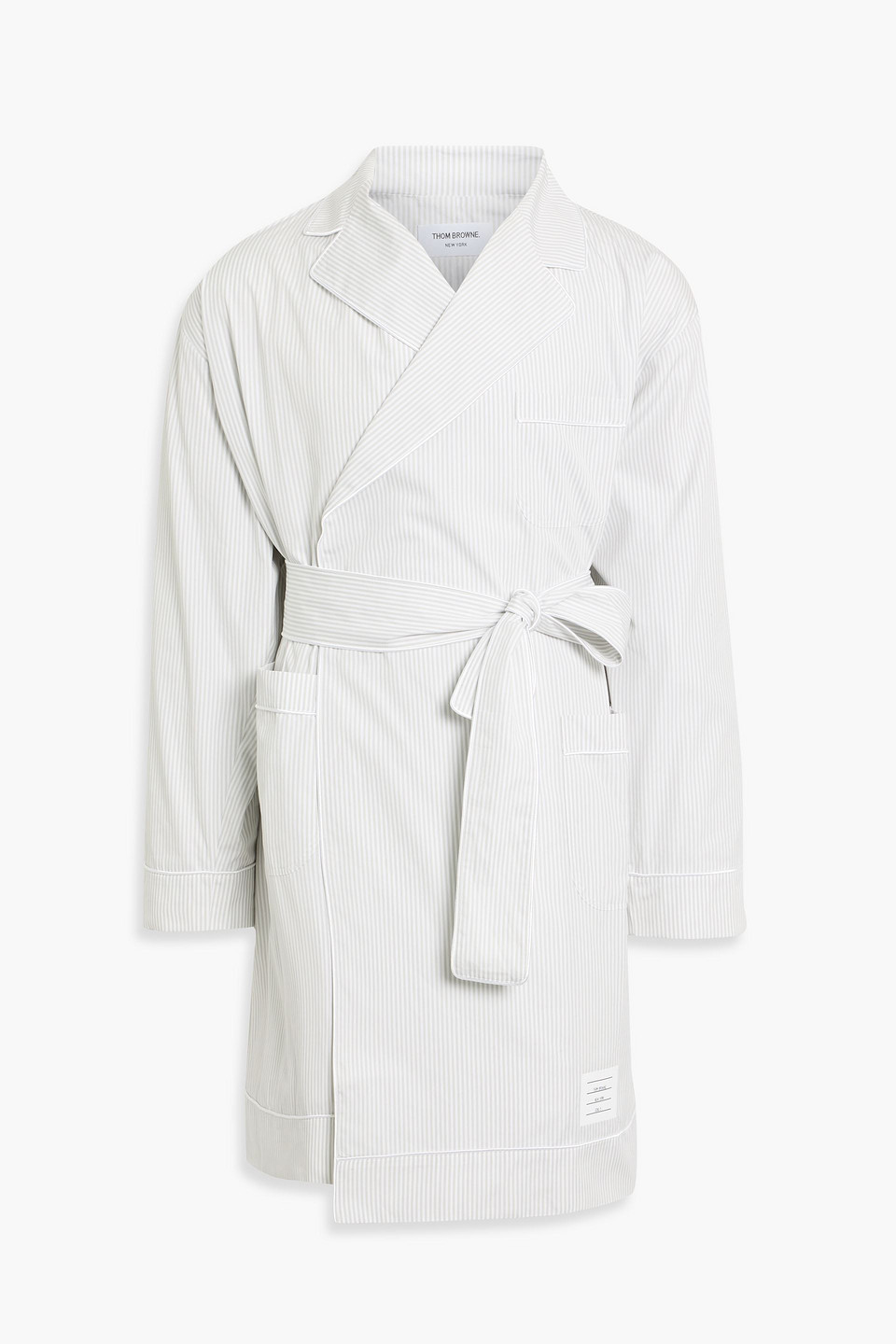 Thom Browne Striped Cotton Robe In Gray
