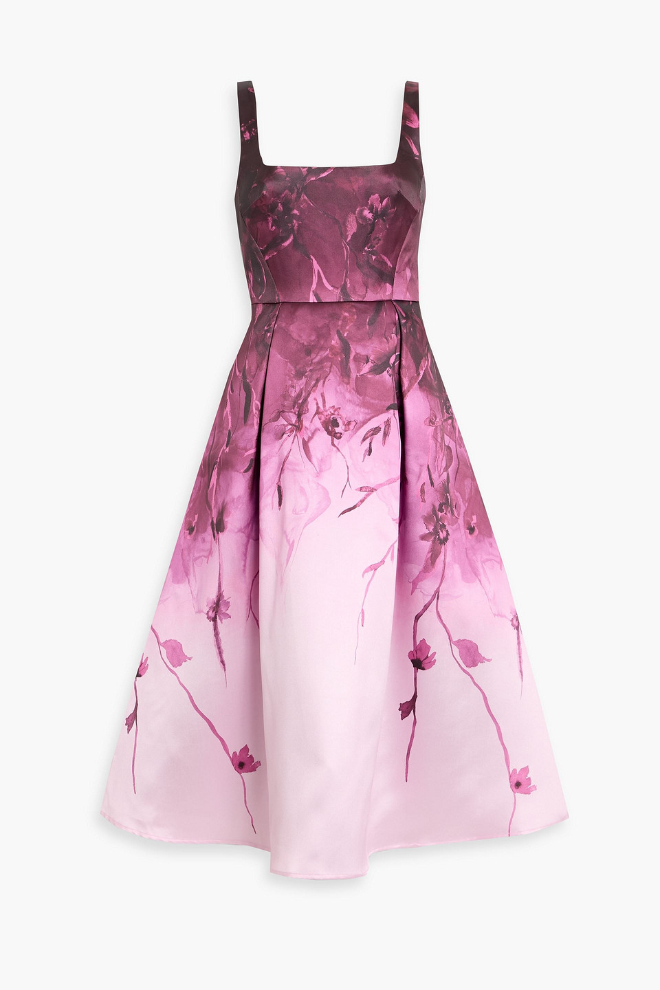 marchesa notte - floral-print mikado midi dress - pink - us 8