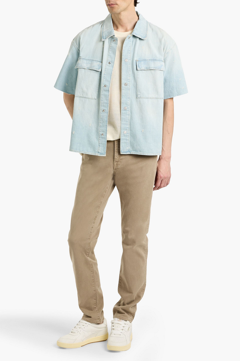  Frame - Distressed Denim Shirt - Blue - Xs 