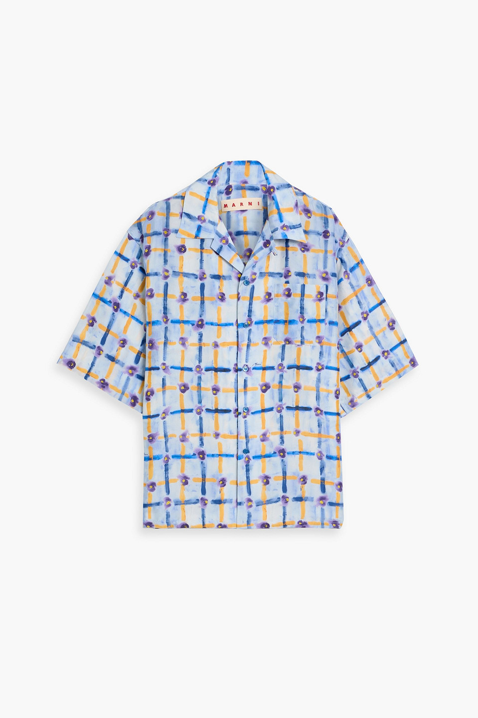 marni - printed silk shirt - blue - it 48