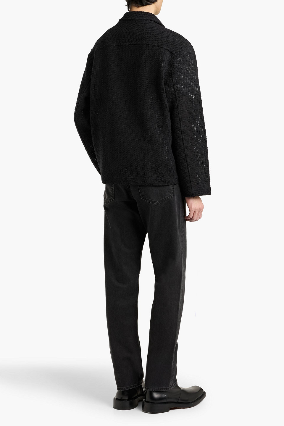 Frame Leather-trimmed Wool-blend Jacket In Black