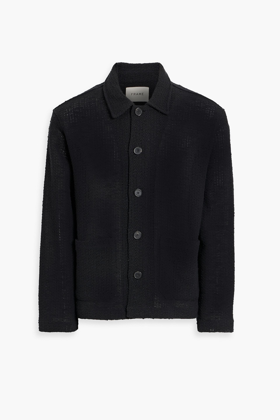 Frame Leather-trimmed Wool-blend Jacket In Black