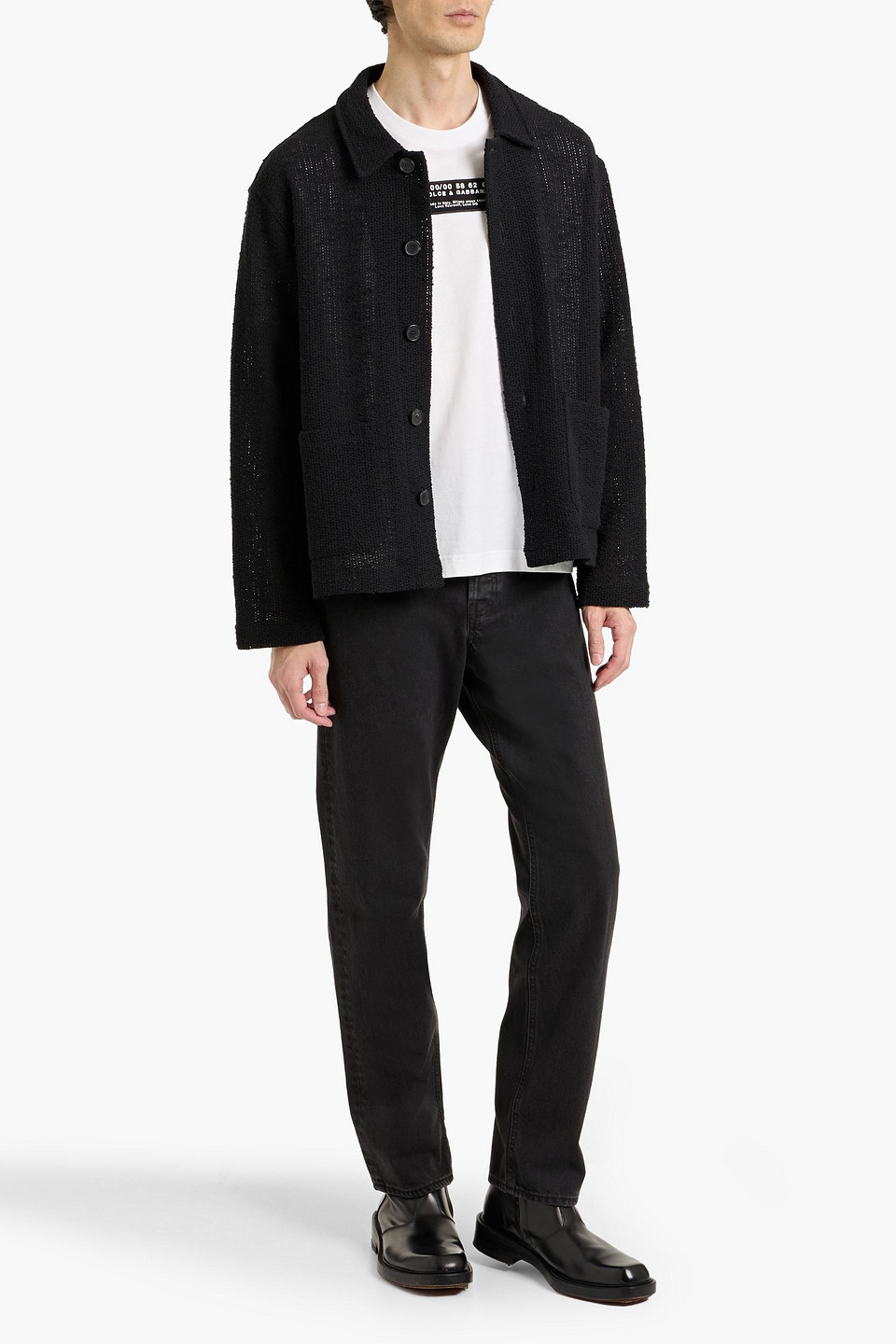 Frame Leather-trimmed Wool-blend Jacket In Black