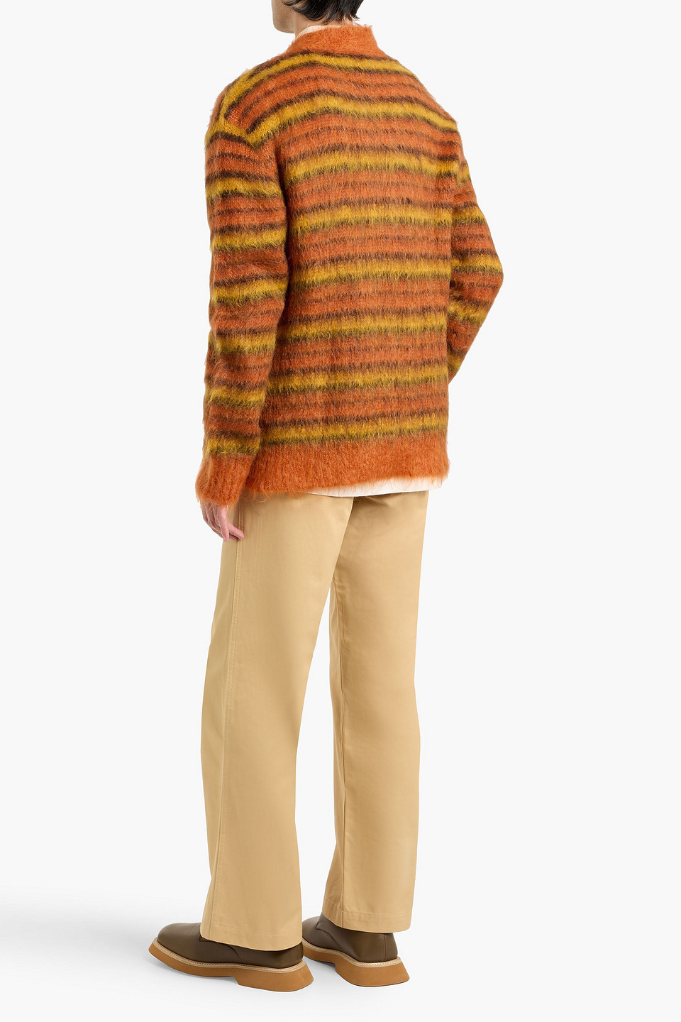  Marni - Gestreifter Cardigan Aus Einer Mohairmischung - Orange - It 44 