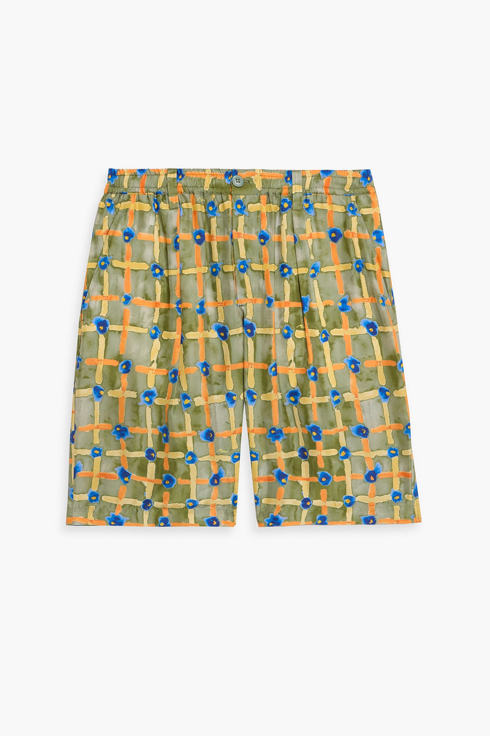 marni - printed silk-twill shorts - green - it 46