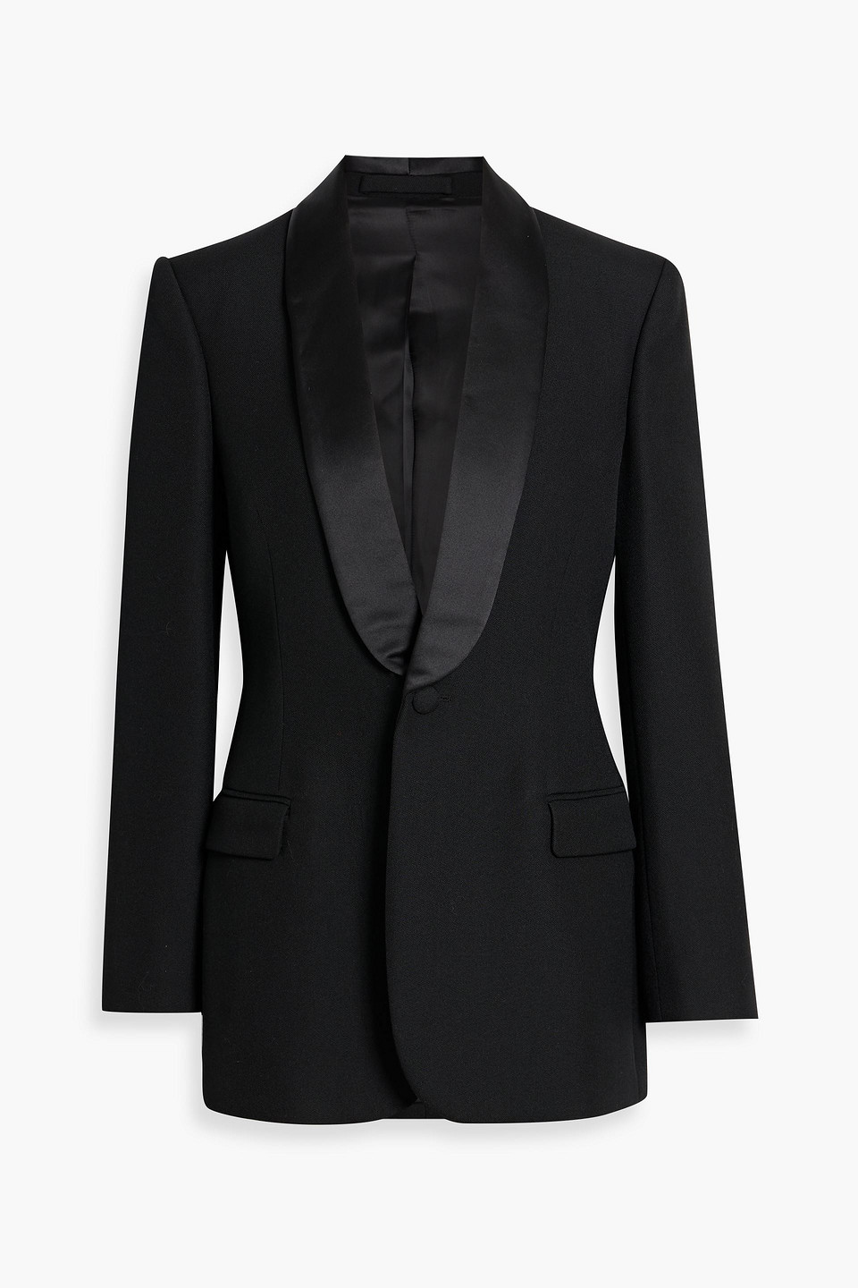 wardrobe.nyc - satin-trimmed grain de poudre wool tuxedo jacket - black - xl