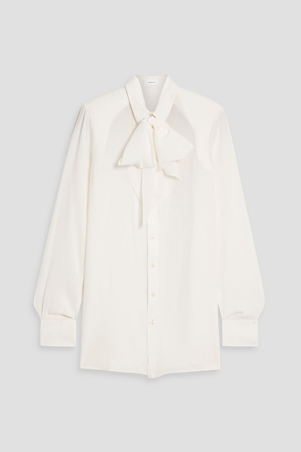 wardrobe.nyc - pussy-bow silk-crepe mini shirt dress - white - s
