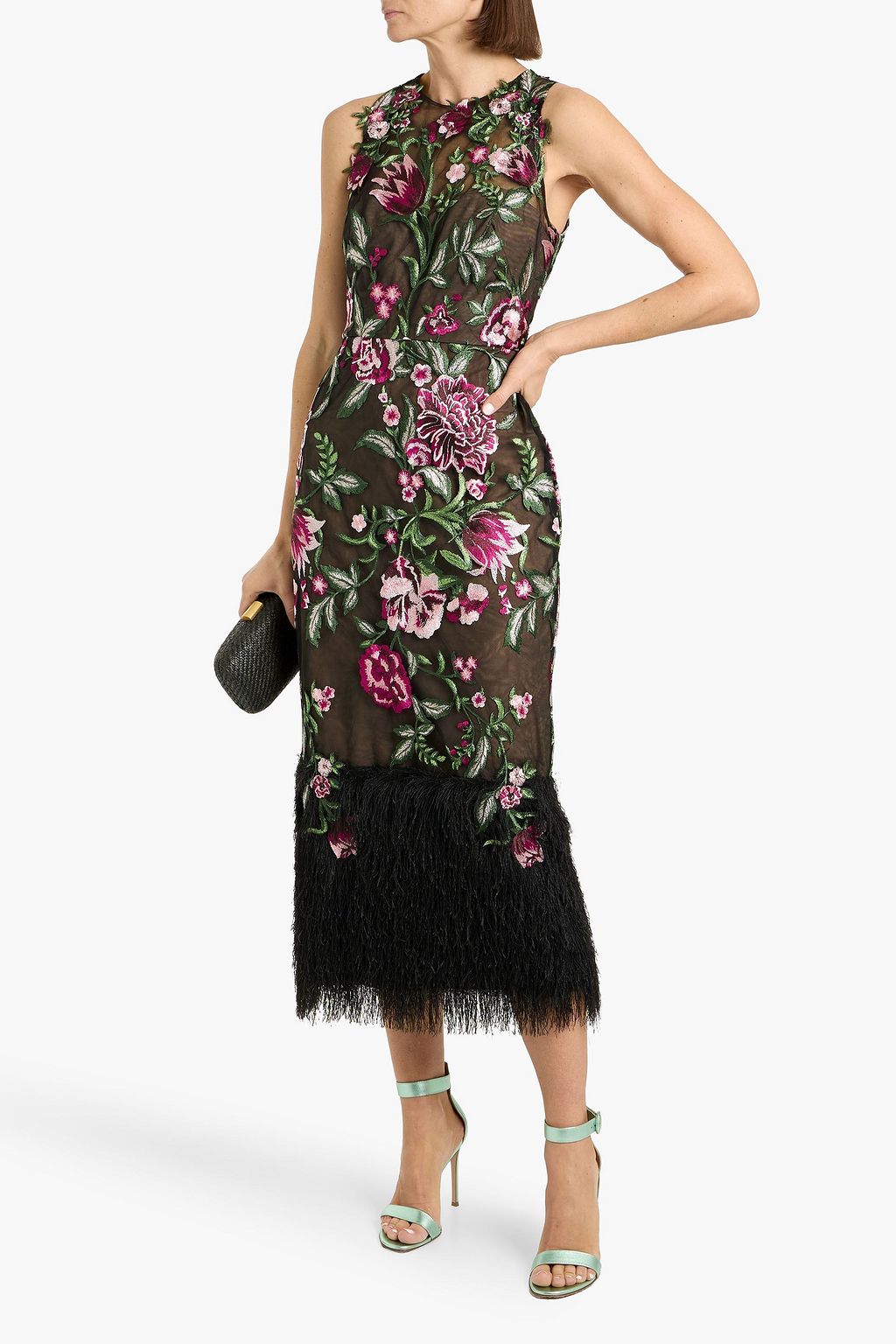 green emerald velvet dress Velvet Asymmetrical Midi Dress main image 0