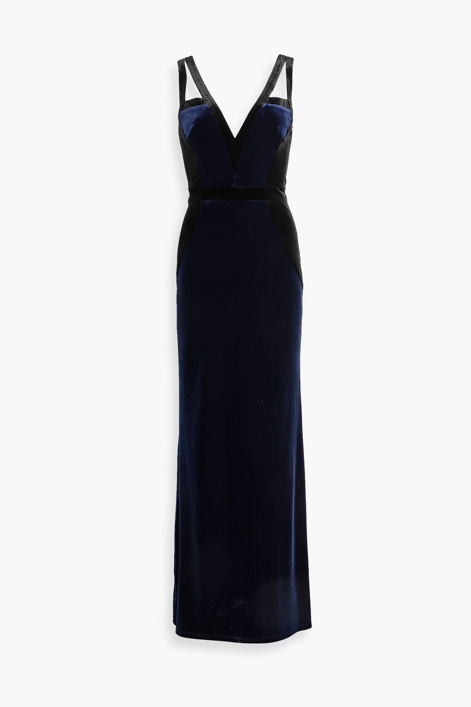 Marchesa Notte Two-tone Velvet Gown In Multi