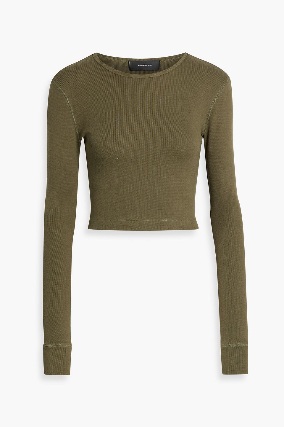 wardrobe.nyc - cropped stretch-cotton jersey top - green - xxs