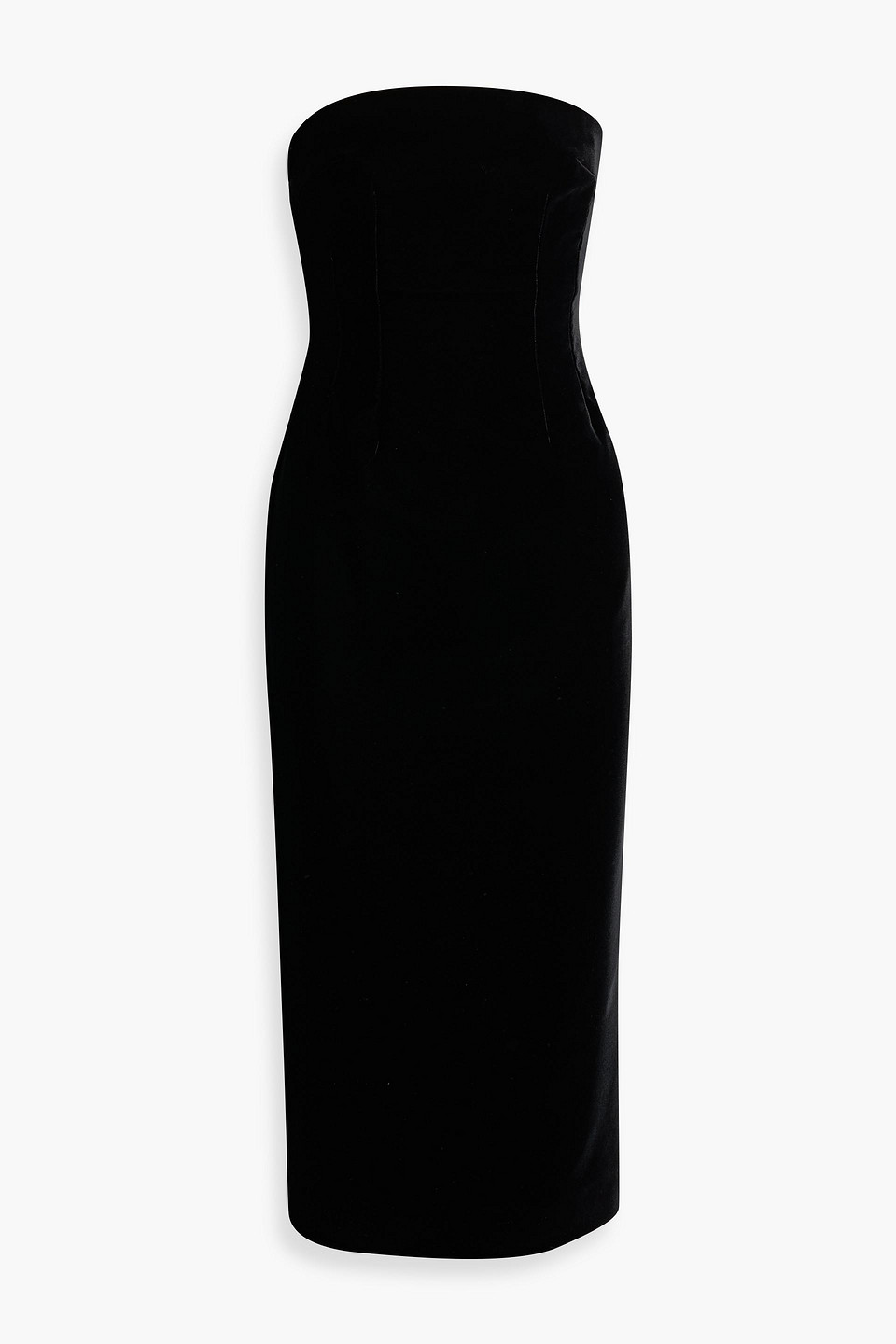 wardrobe.nyc - strapless velvet midi dress - black - xs