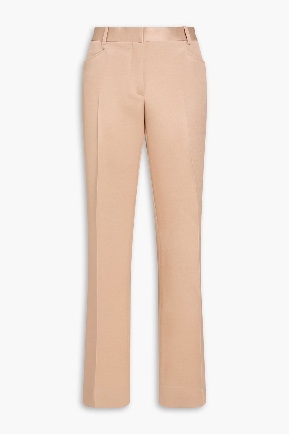 Tom Ford Wool And Silk-blend Straight-leg Pants In Brown