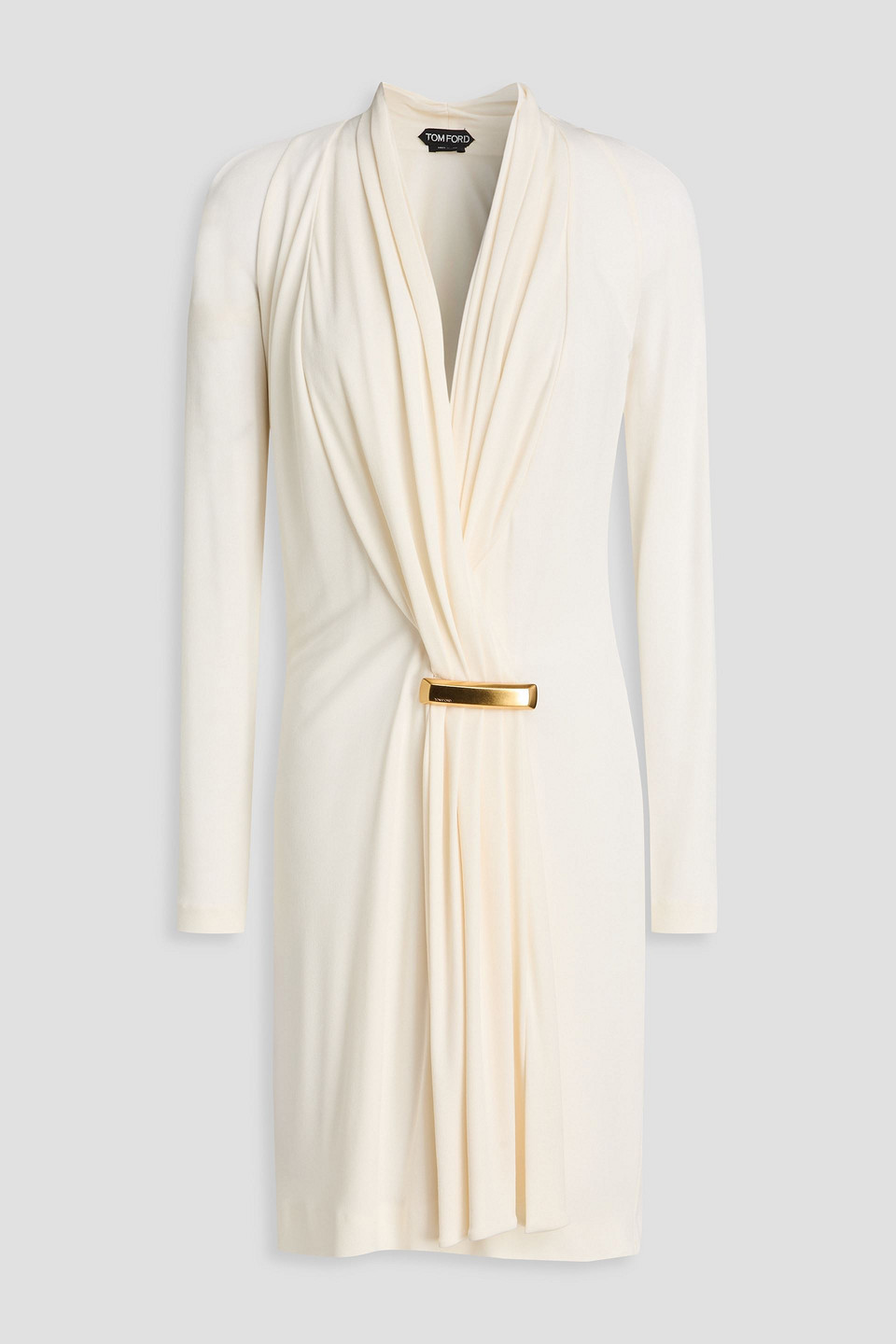 Tom Ford Embellished Draped Jersey Mini Dress In White