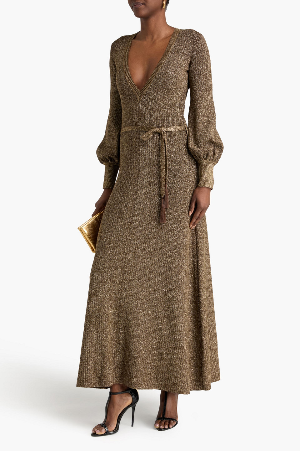  Tom Ford - Maxikleid Aus Metallic-rippstrick - Metallic - Xs 