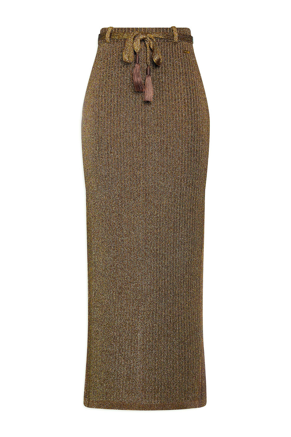tom ford - metallic ribbed-knit maxi skirt - metallic - xs