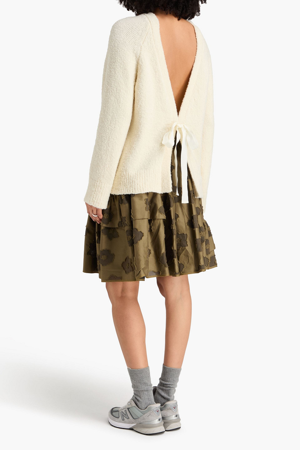 Cecilie Bahnsen - Pullover „odalis“ Aus Bouclé-strick Aus Einer Wollmischung Mit Bindedetail Hinten - Weiß - M 