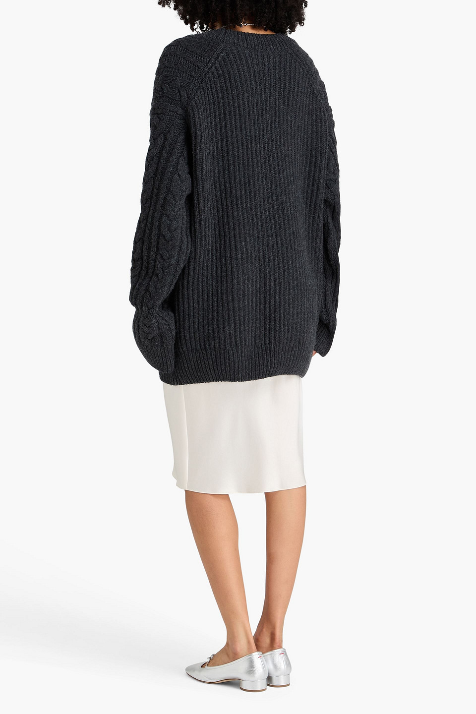  Cecilie Bahnsen - Pullover „alia“ Aus Merinowolle Mit Zopfstrickmuster - Grau - M 