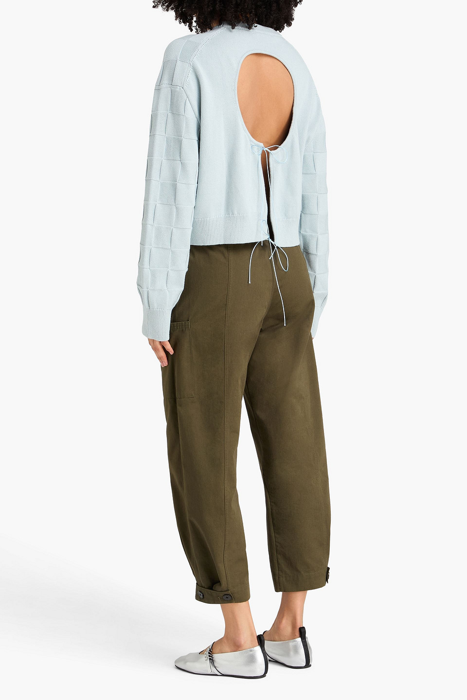  Cecilie Bahnsen - Pullover „gudrun“ Aus Einer Baumwoll-seidenmischung Mit Karomuster Und Cut-outs - Blau - L 