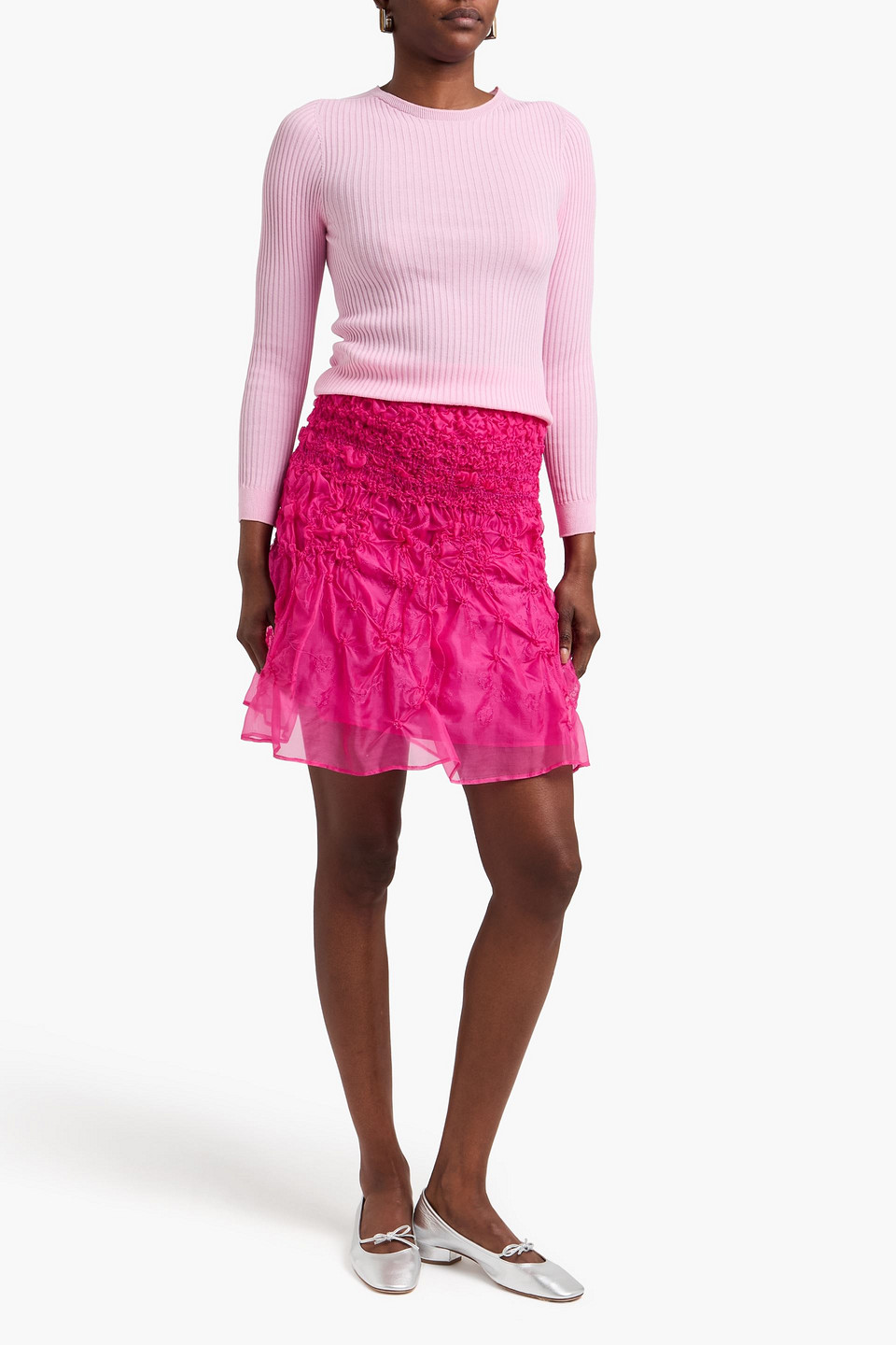  Cecilie Bahnsen - Oberteil „jayla“ Aus Gerippter Baumwolle - Pink - M 