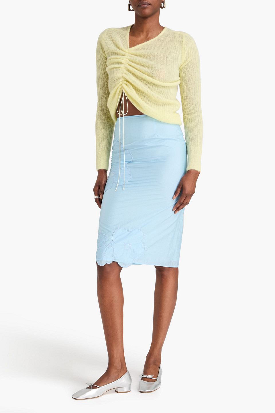  Cecilie Bahnsen - Pullover „ussi“ Aus Rippstrick Mit Raffungen - Gelb - L 