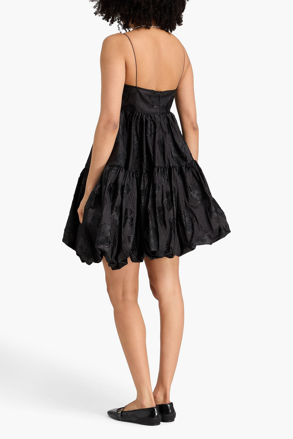  Cecilie Bahnsen - Trägerloses, Gestuftes Minikleid „osha“ Mit Fil Coupé In Metallic-optik - Schwarz - Uk 10 