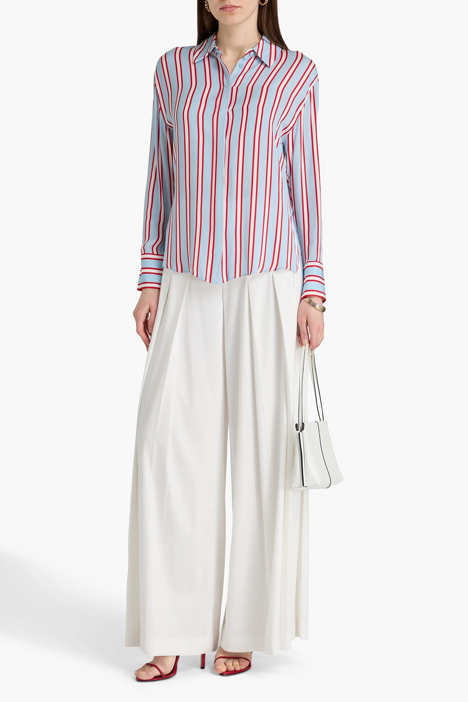  Alice Olivia - Hose „ainslie“ Aus Twill Aus Einer Lyocellmischung Mit Weitem Bein Und Falten - Weiß - Us 4 