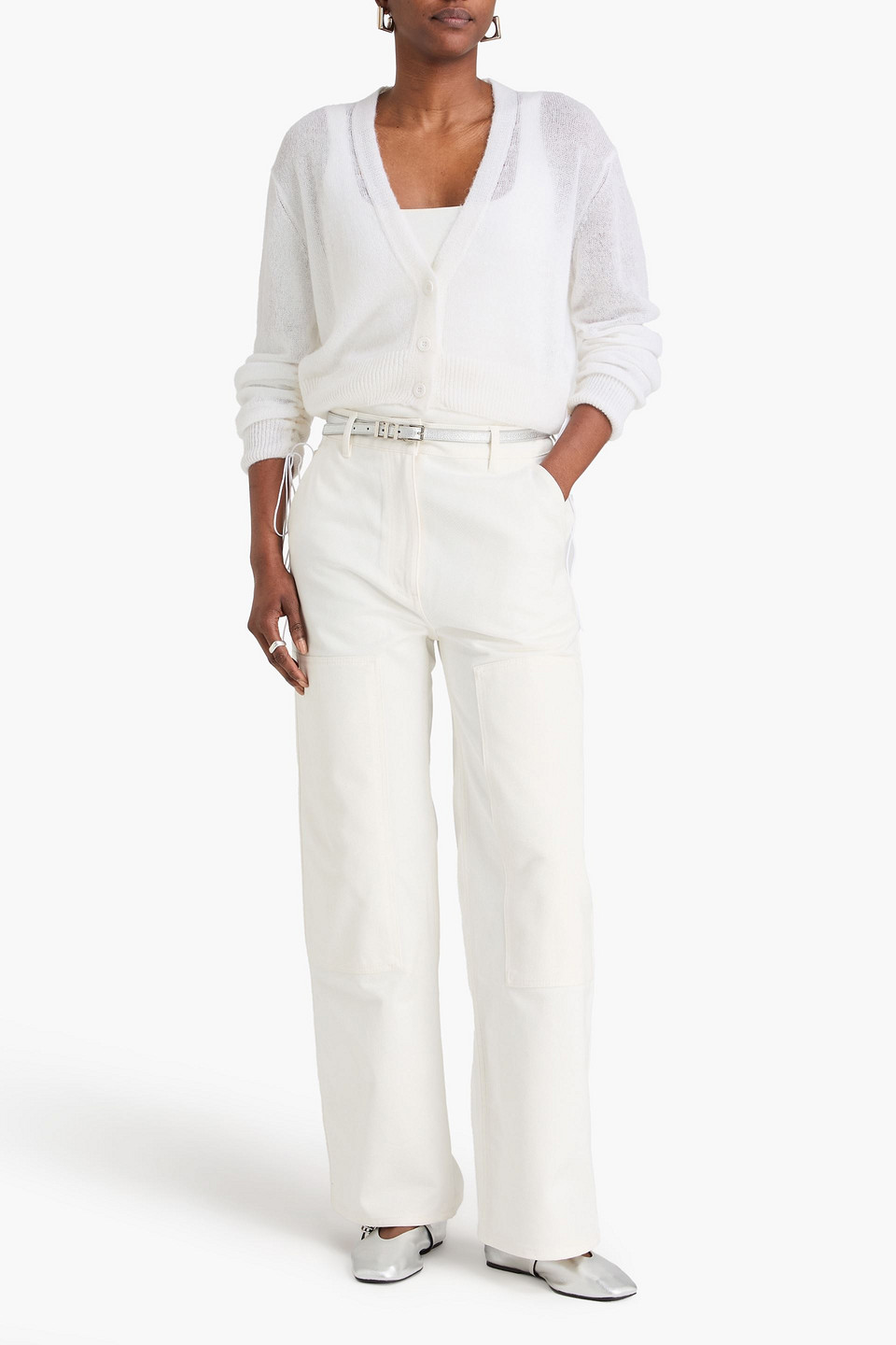  Cecilie Bahnsen - Cropped Cardigan „vicki“ Aus Häkelstrick - Weiß - L 