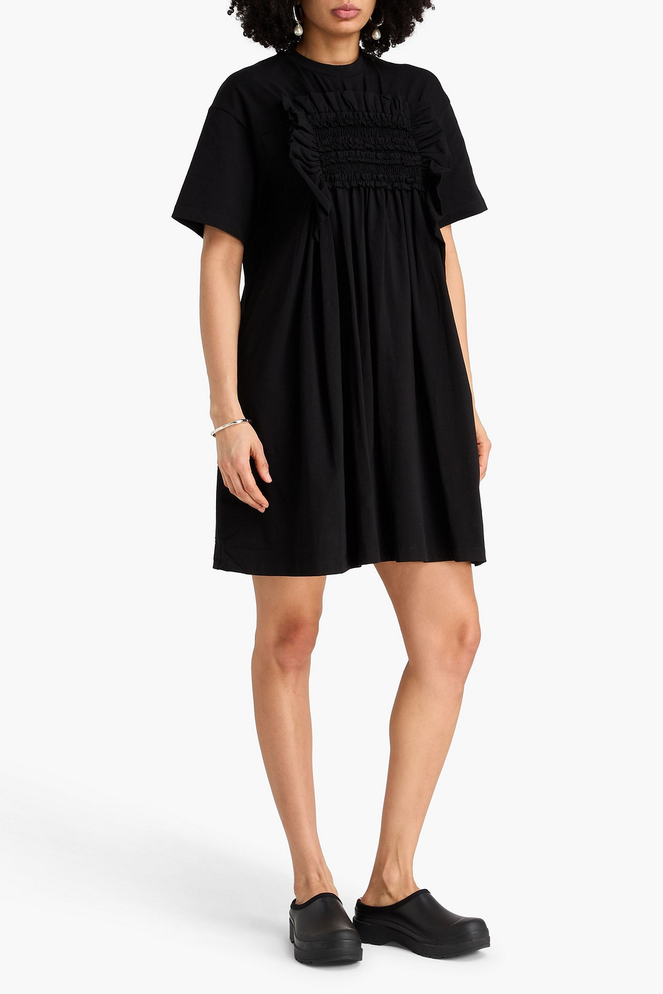  Cecilie Bahnsen - Minikleid „georgia“ Aus Jersey Aus Einer Baumwollmischung Mit Raffung - Schwarz - Uk 14 