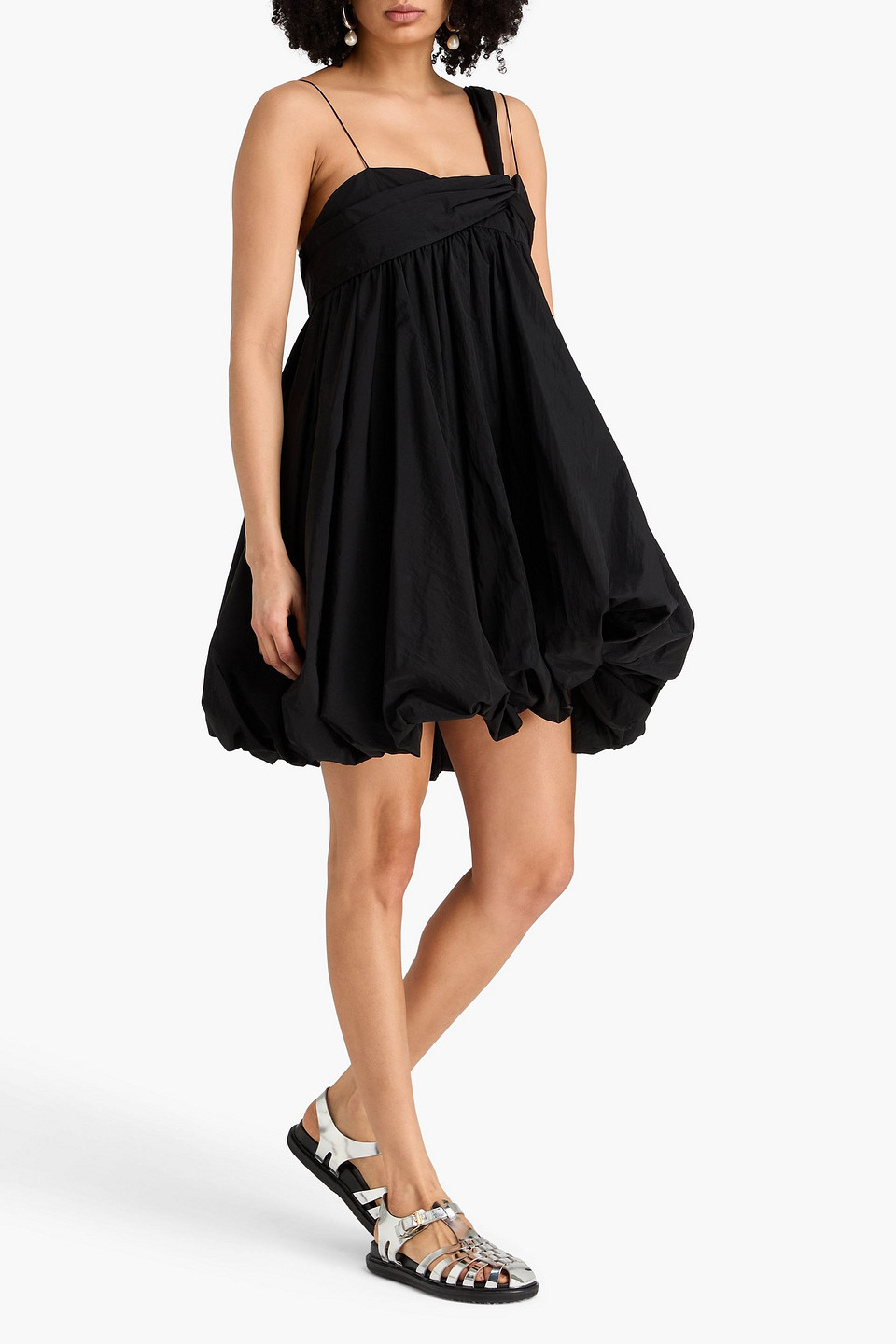  Cecilie Bahnsen - Minikleid „victoria“ Aus Shell Mit Twist-detail Und Asymmetrischer Schulterpartie - Schwarz - Uk 12 