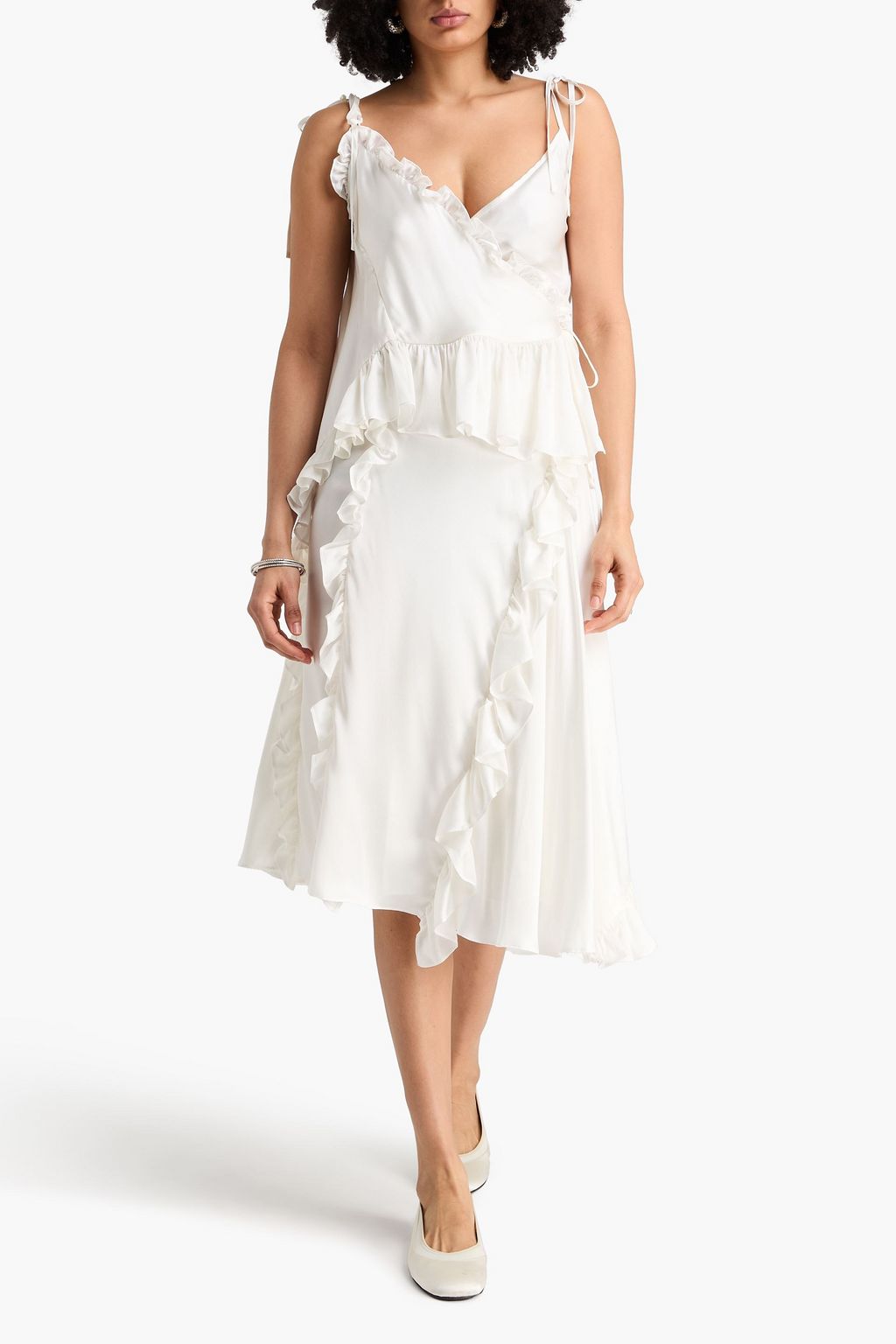 CECILIE BAHNSEN Alessandra ruffled silk-organza wrap top | THE OUTNET