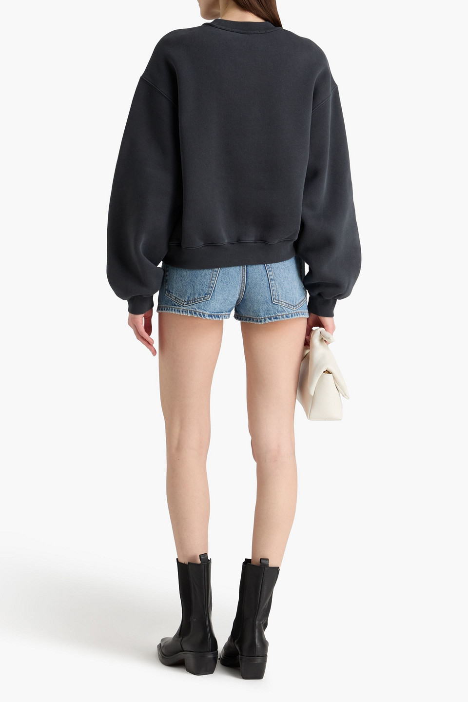  Alexanderwang.t - Essential Printed Cotton-blend Fleece Sweatshirt - Gray - Xxs 