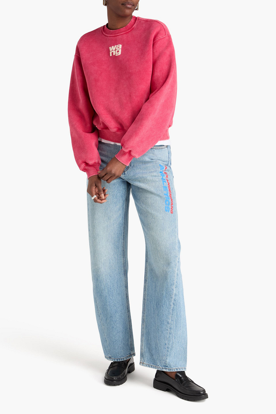  Alexanderwang.t - Sweatshirt „essential“ Aus Baumwollfrottee Mit Print - Pink - Xxs 