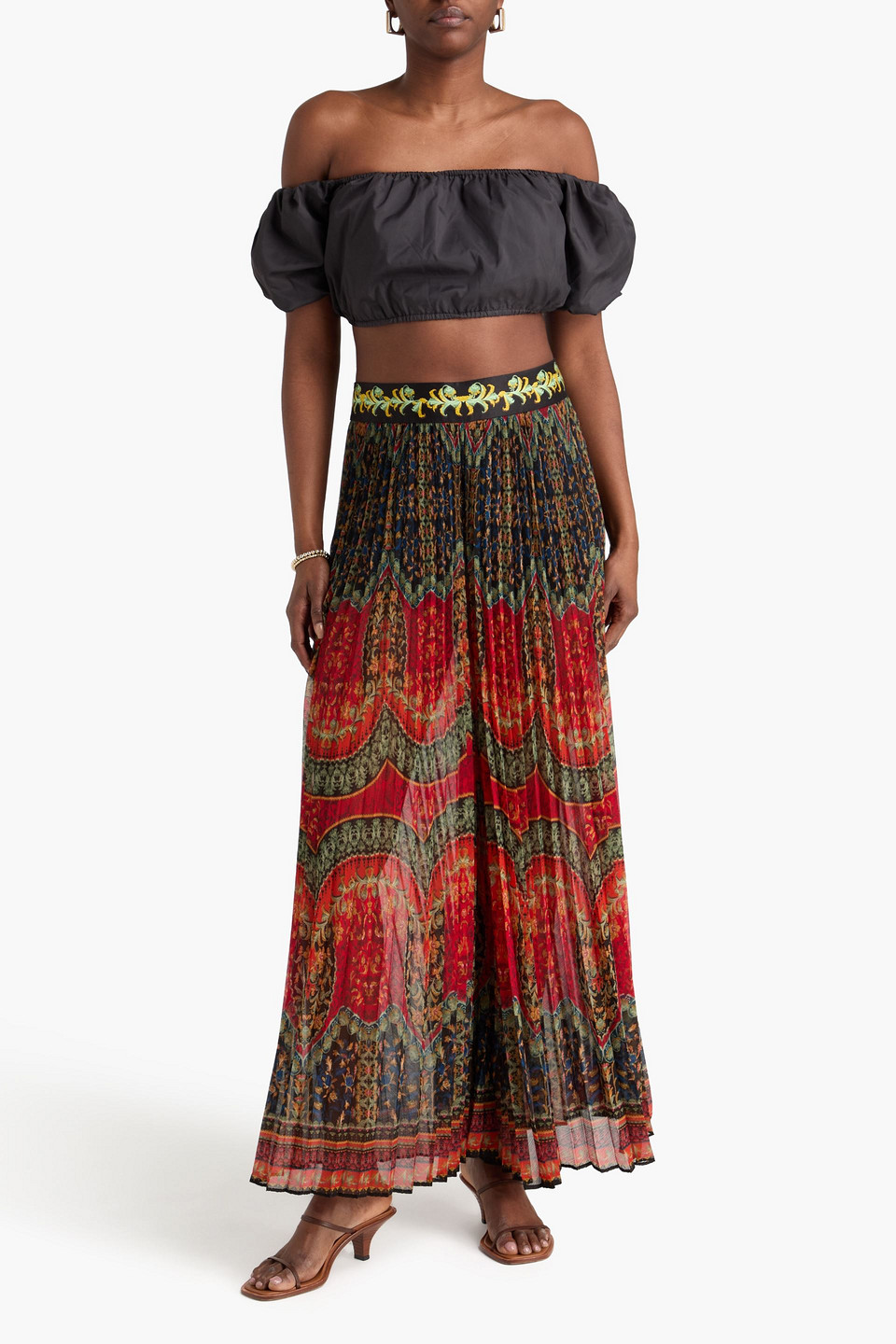  Alice Olivia - Hose „copen“ Mit Weitem Bein Aus Georgette Mit Floralem Print Und Falten - Bunt - Us 0 