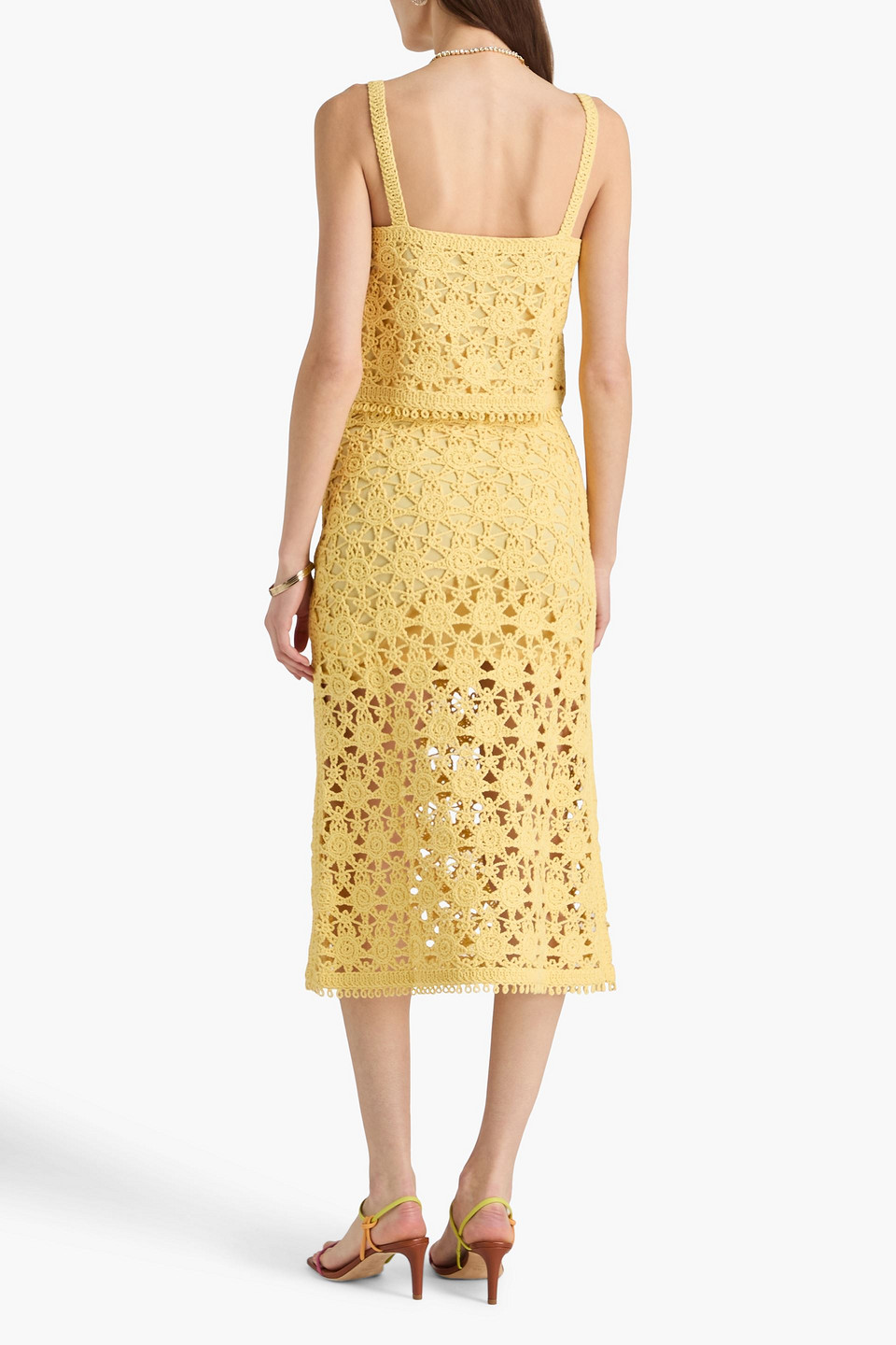  Maje - Crocheted Cotton Midi Skirt - Yellow - Fr 34 