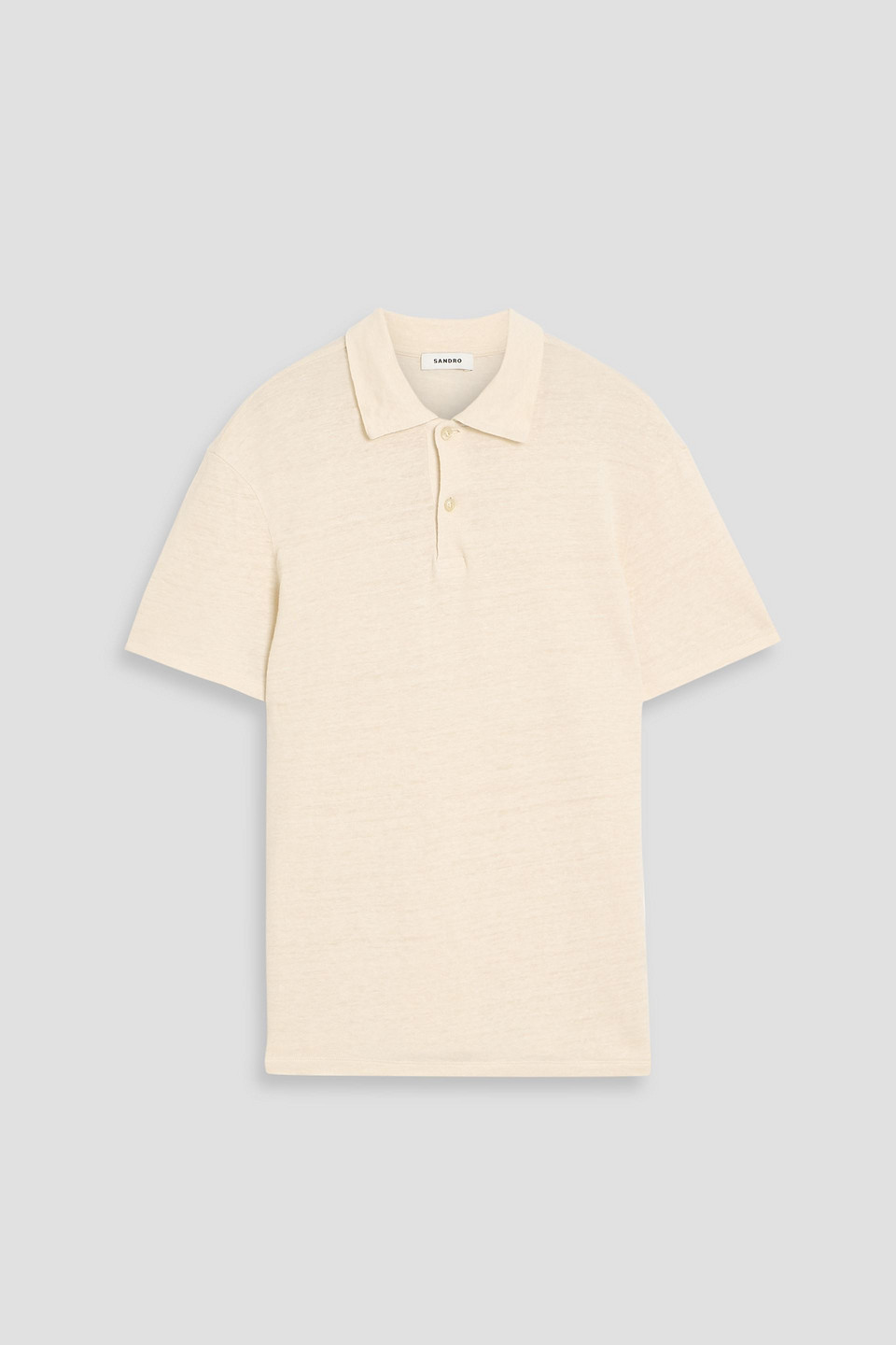 Sandro Linen Polo Shirt In Metallic
