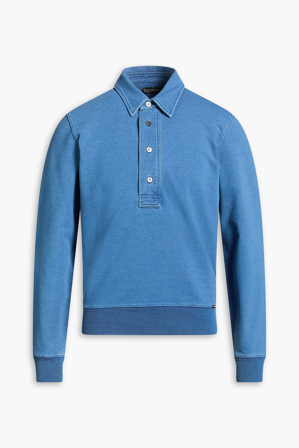 tom ford - french cotton-blend terry polo shirt - blue - it 52