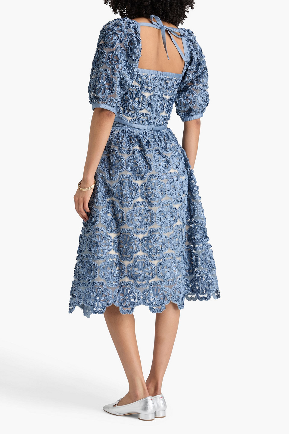  Maje - Cropped Embellished Organdie Blouse - Blue - 0 
