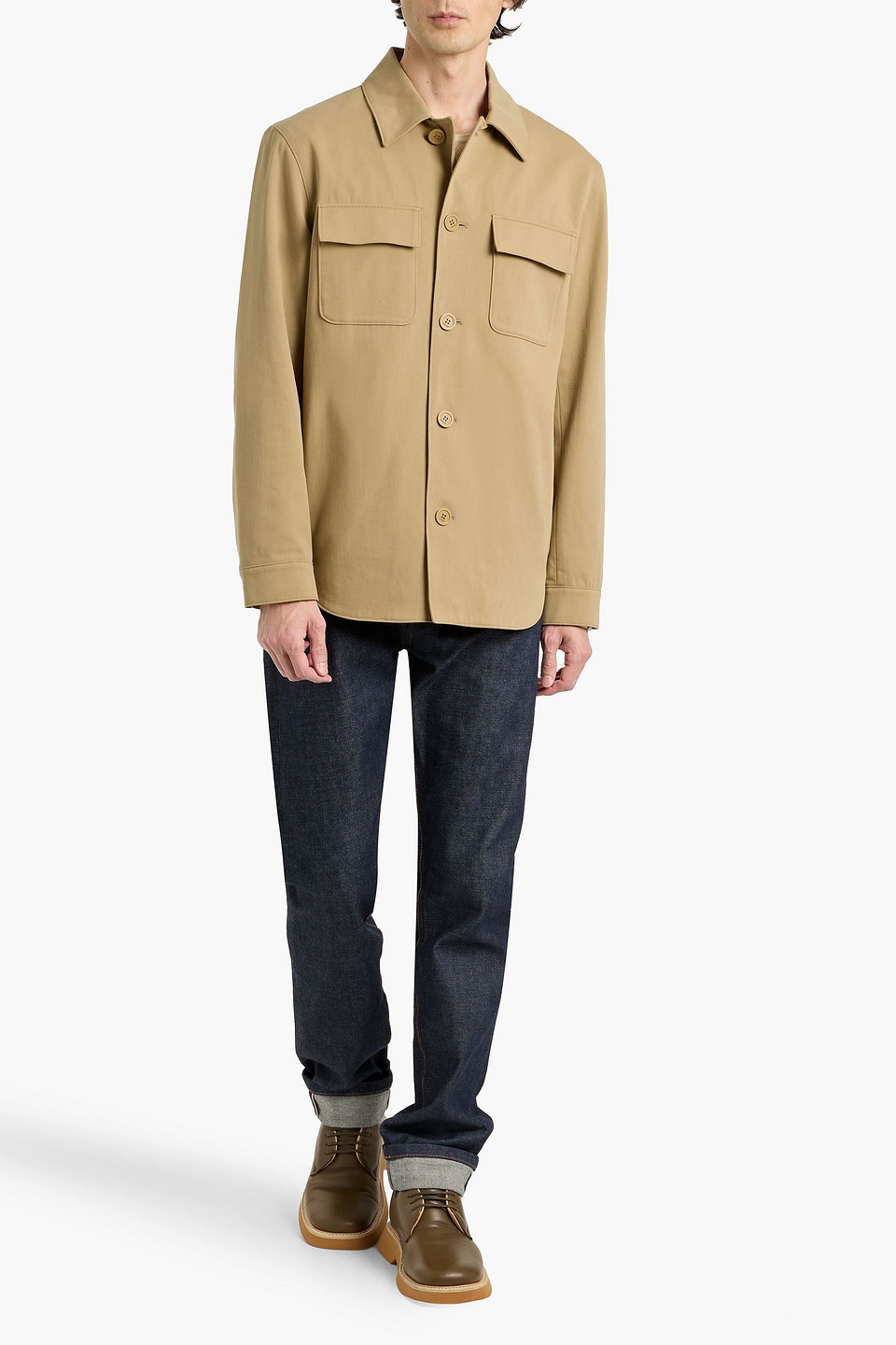 Sandro Cotton-twill Shirt In Brown
