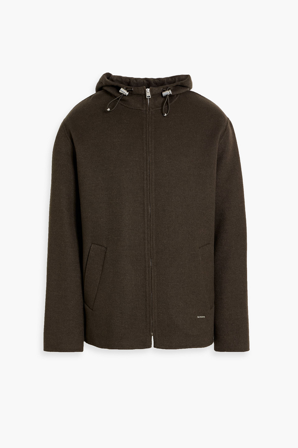 Sandro Wool-blend Felt Hooded Jacket In Brown
