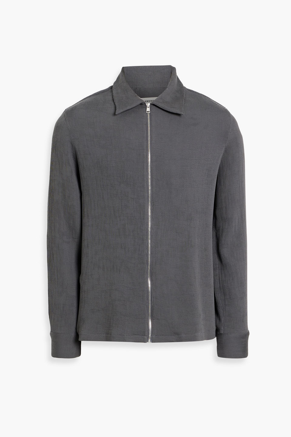 Sandro Ribbed-knit Jacket In Gray