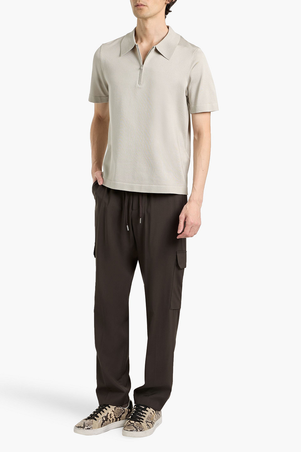 Sandro Wool-blend Drawstring Cargo Pants In Brown