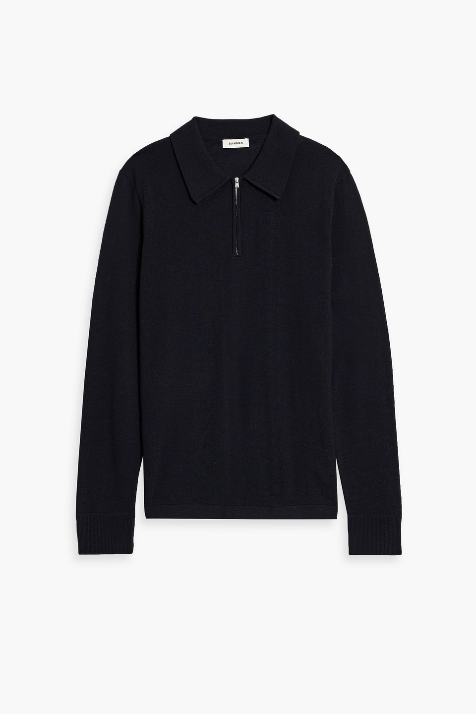 Sandro Wool-blend Half-zip Sweater In Blue